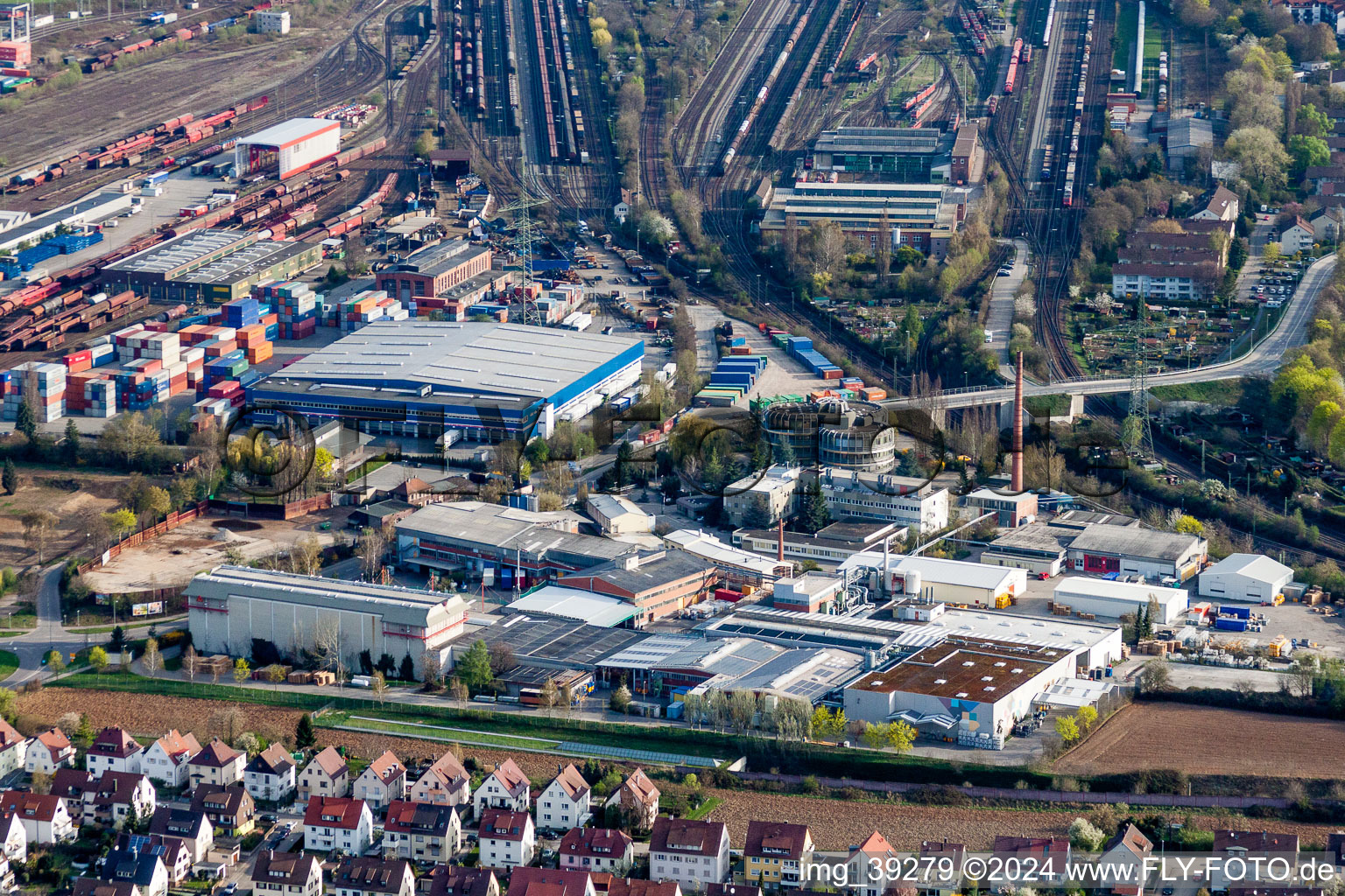 Marshalling yard and freight station of the Deutsche Bahn in Kornwestheim in the state Baden-Wurttemberg, Germany