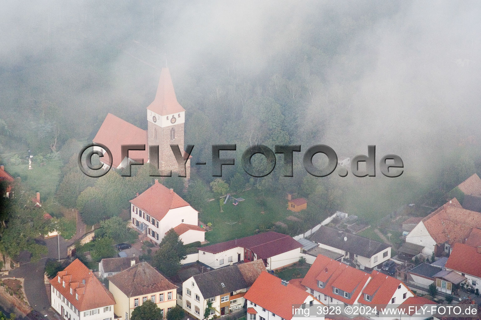 Minfeld in the state Rhineland-Palatinate, Germany seen from above