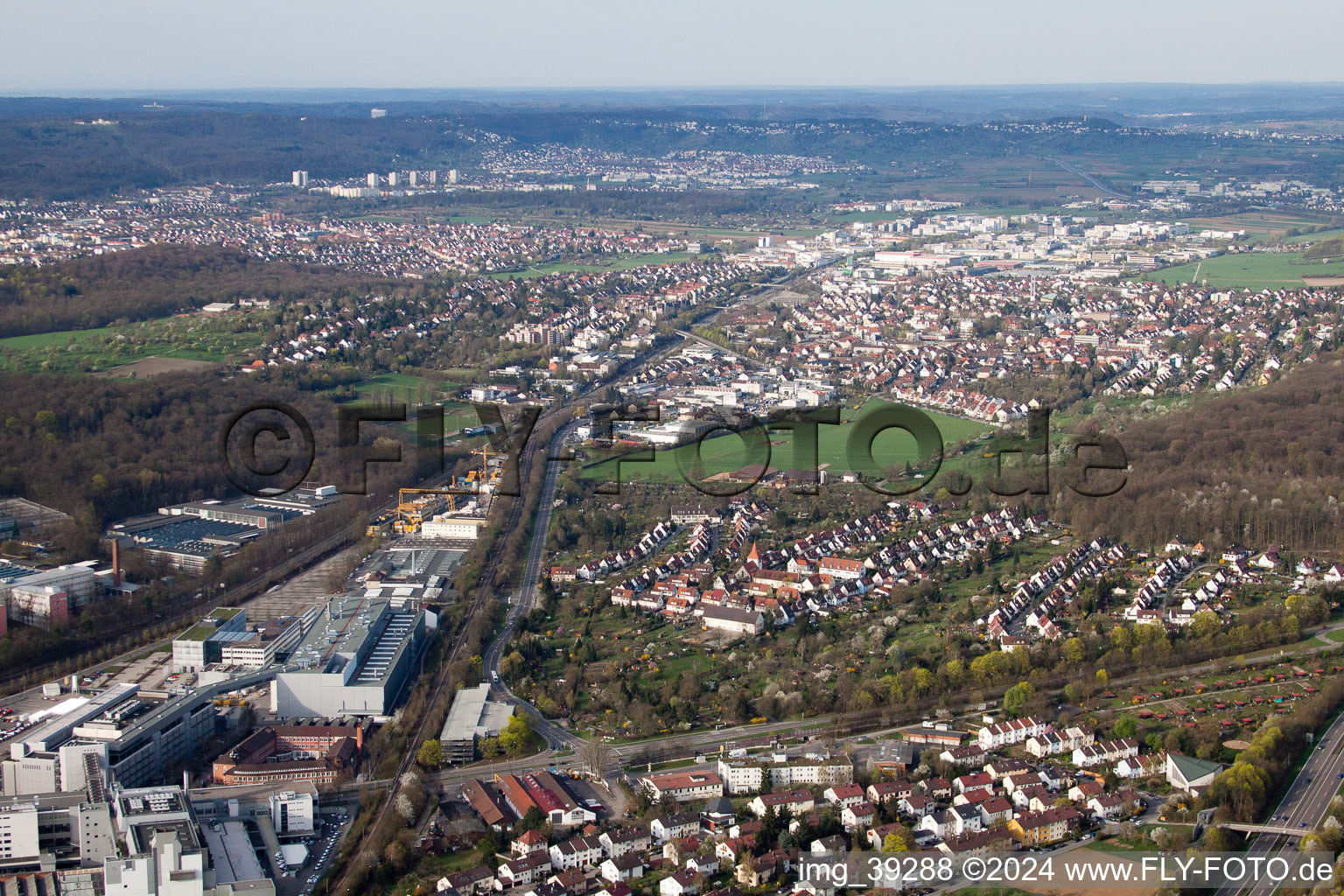 Aerial view of Korntal-Münchingen in the state Baden-Wuerttemberg, Germany