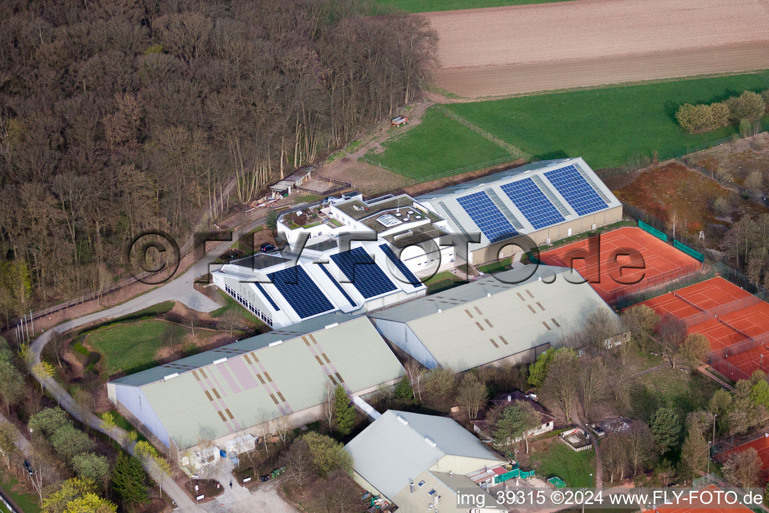 Aerial view of Württemberg Tennis Association, Emerholzweg in the district Stammheim in Stuttgart in the state Baden-Wuerttemberg, Germany