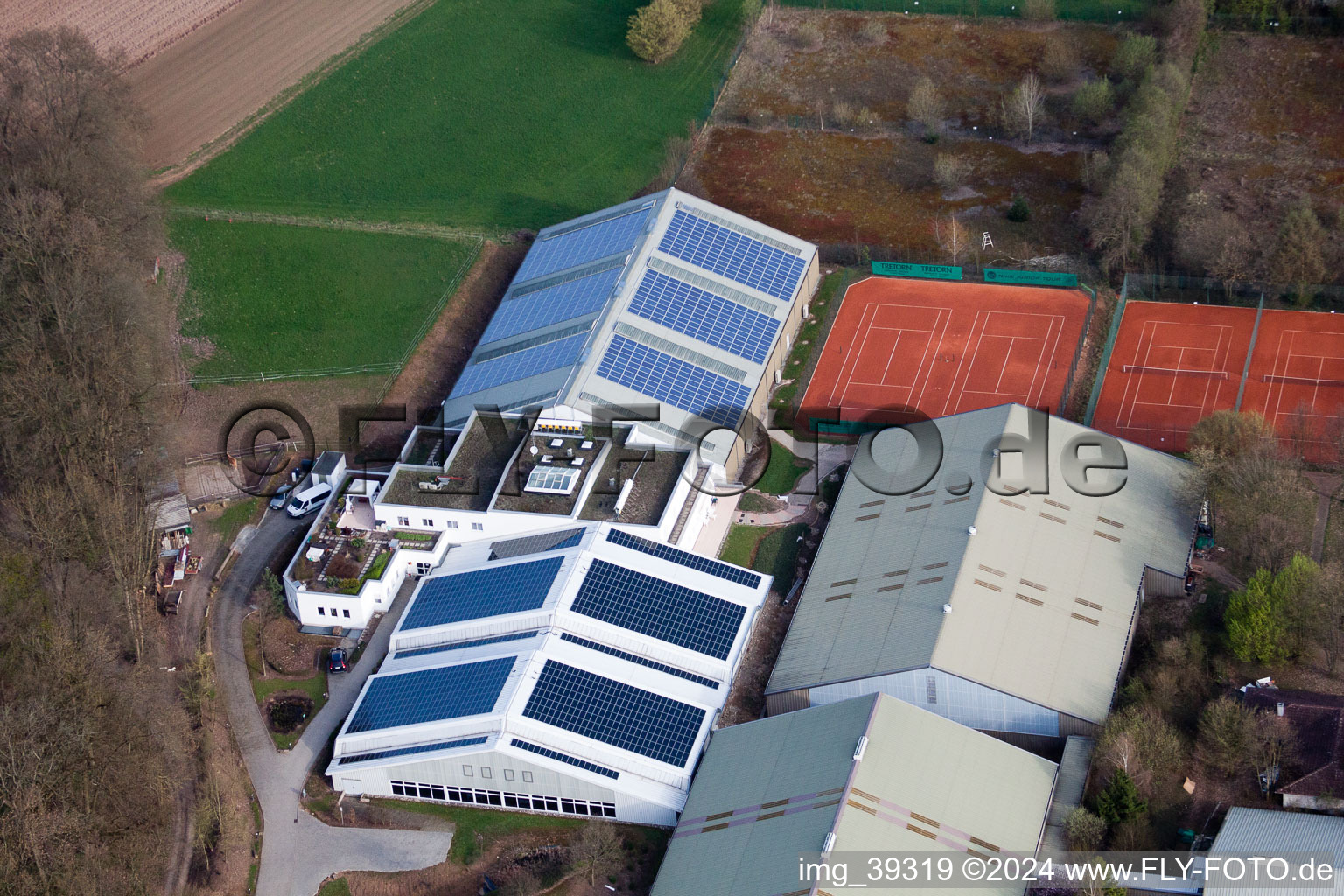 Aerial photograpy of Württemberg Tennis Association, Emerholzweg in the district Stammheim in Stuttgart in the state Baden-Wuerttemberg, Germany