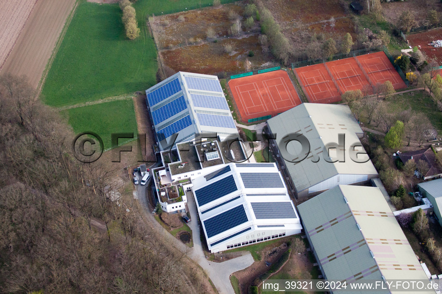 Württemberg Tennis Association, Emerholzweg in the district Stammheim in Stuttgart in the state Baden-Wuerttemberg, Germany from above