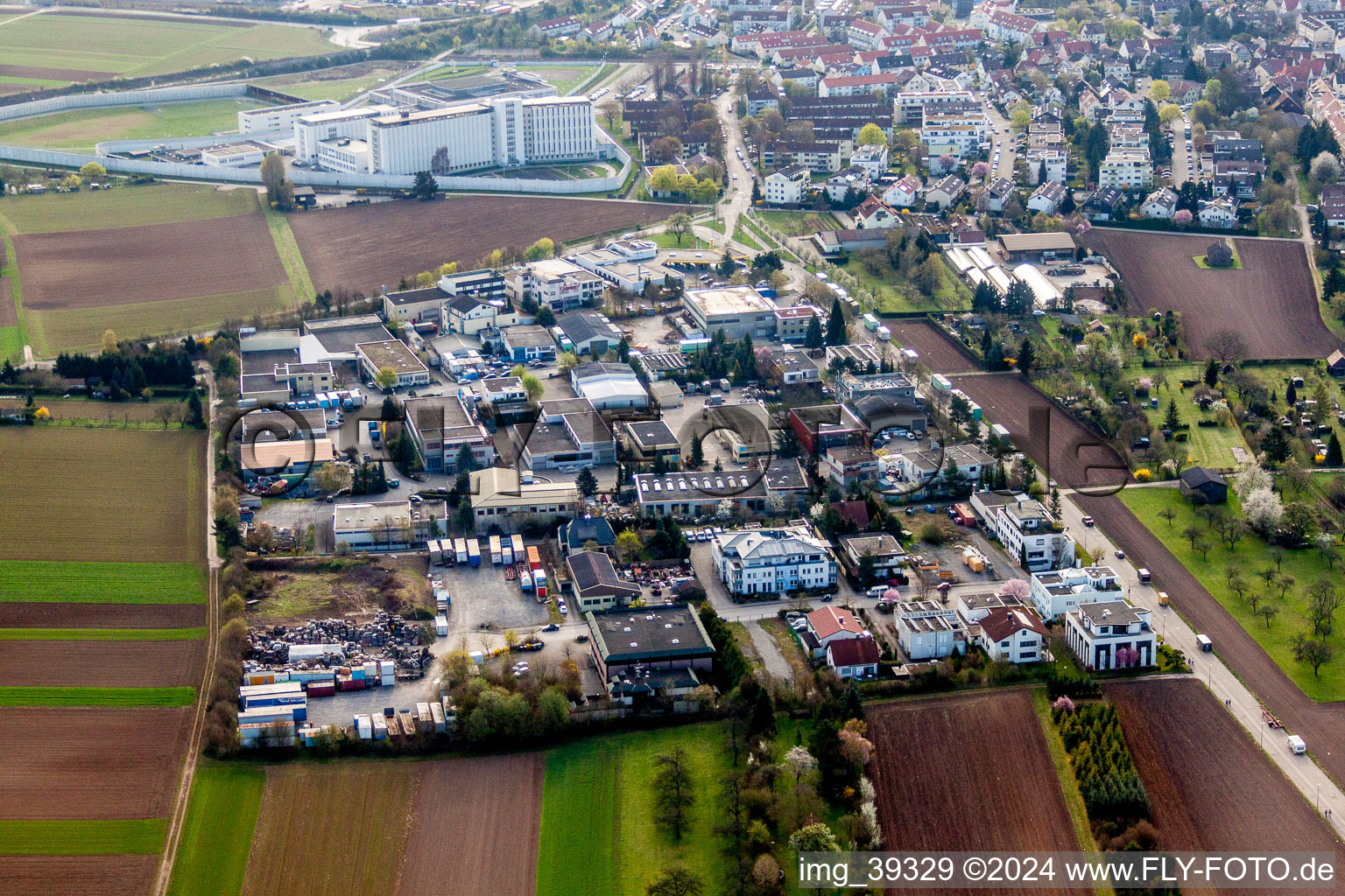 Industrial estate and company settlement Am Wonmesknopf in Stammheim in the state Baden-Wurttemberg, Germany