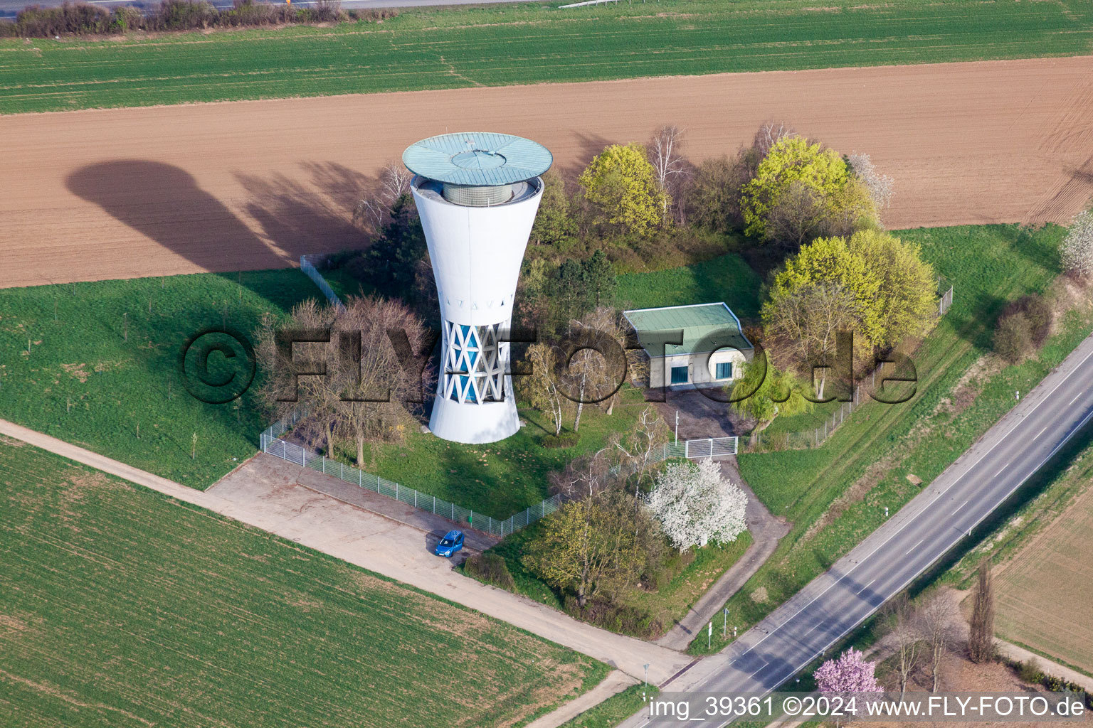 Building of industrial monument water tower in Moeglingen in the state Baden-Wurttemberg, Germany