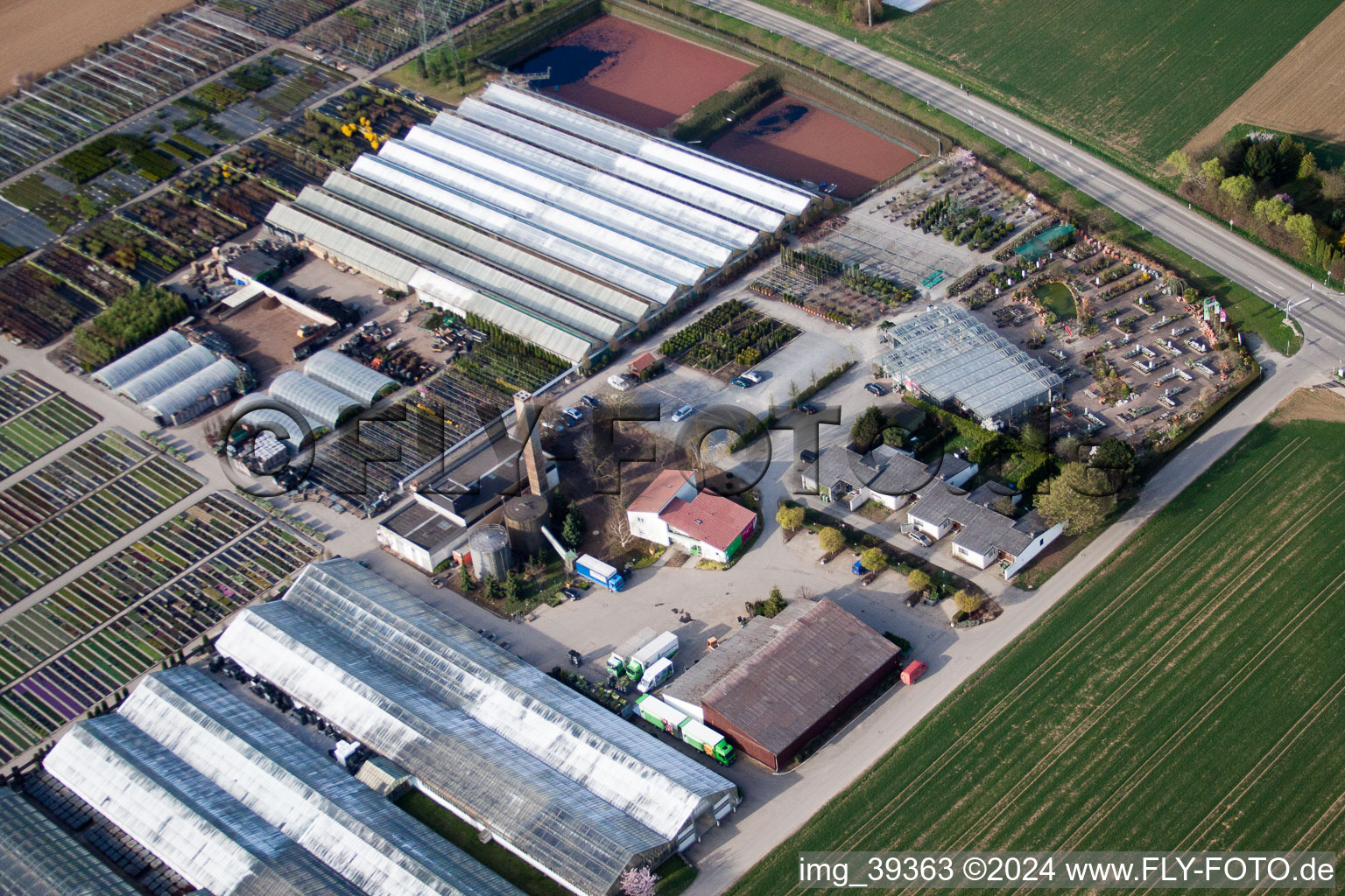 Drone recording of Häussermann Perennials + Woody Plants, In the Cornfield in Möglingen in the state Baden-Wuerttemberg, Germany