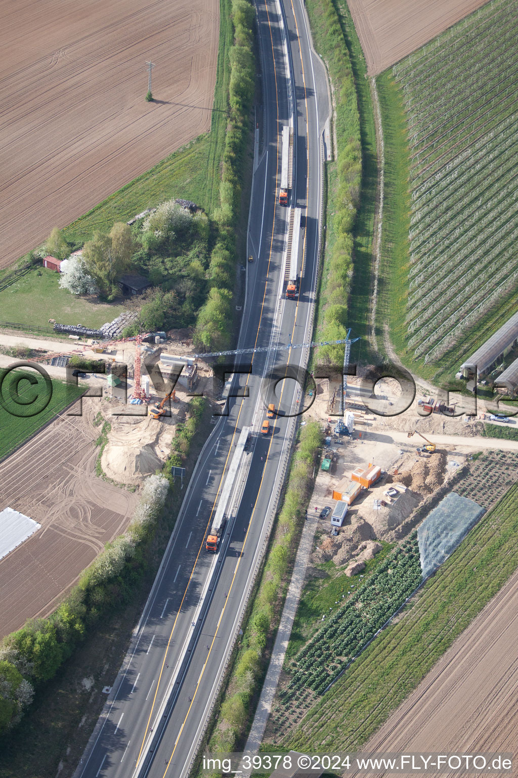 Oblique view of New A65 bridge in Kandel in the state Rhineland-Palatinate, Germany