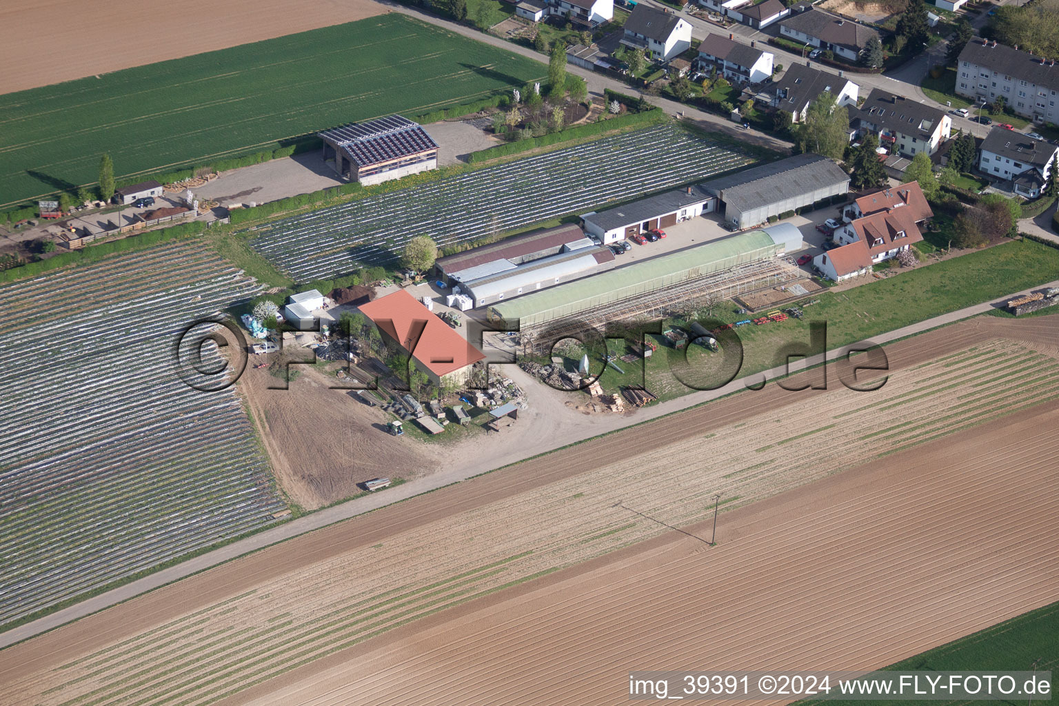 Aerial photograpy of Organic farm Am Sonnenweg in Kandel in the state Rhineland-Palatinate, Germany