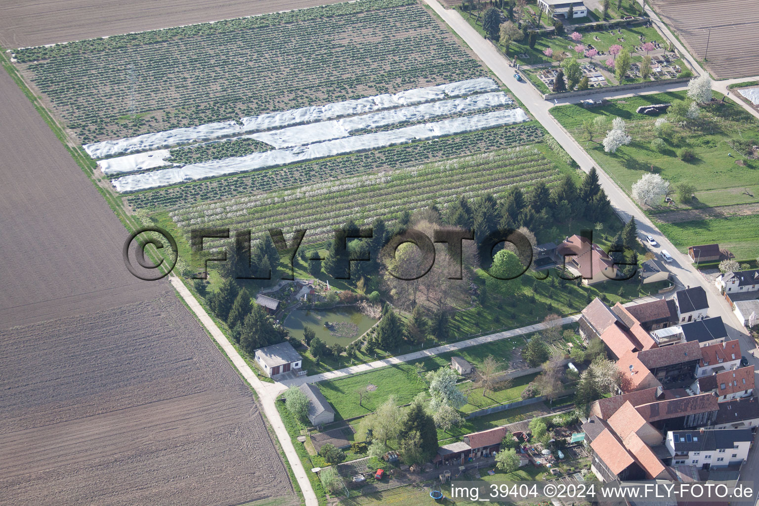 Oblique view of Ornamental garden in Erlenbach bei Kandel in the state Rhineland-Palatinate, Germany