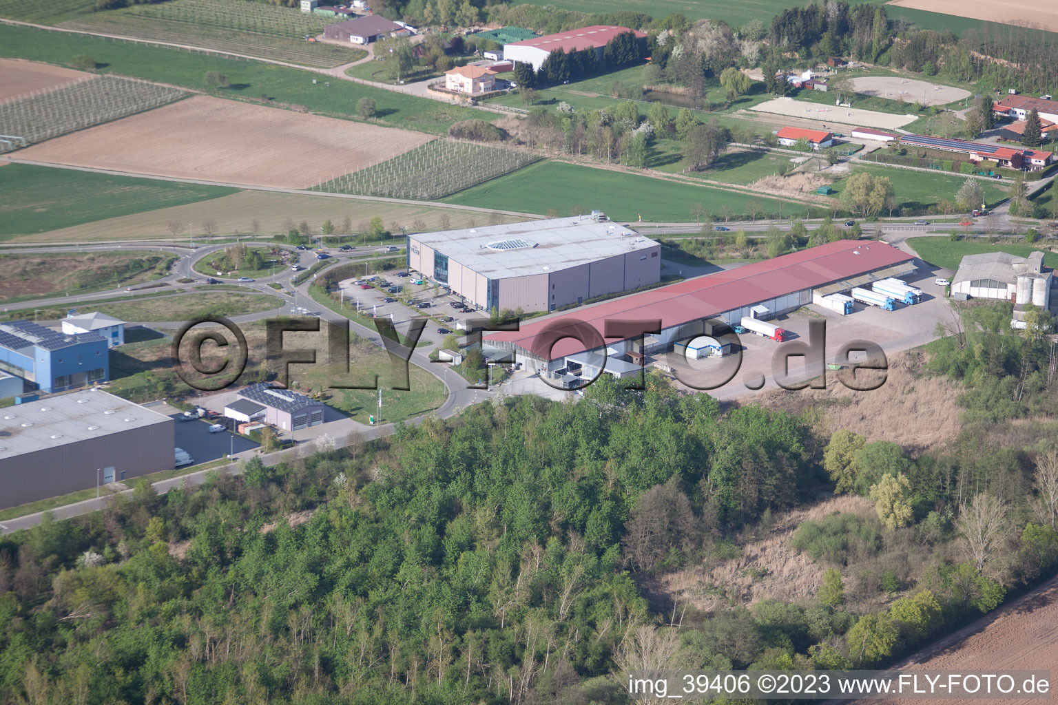 District Herxheim in Herxheim bei Landau in the state Rhineland-Palatinate, Germany seen from a drone