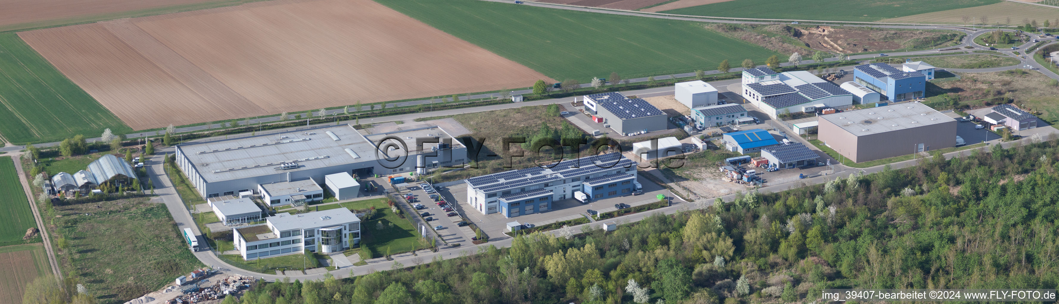 Aerial view of Panorama in the district Herxheim in Herxheim bei Landau in the state Rhineland-Palatinate, Germany