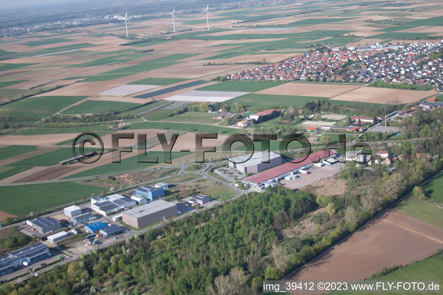 Aerial photograpy of District Herxheim in Herxheim bei Landau in the state Rhineland-Palatinate, Germany