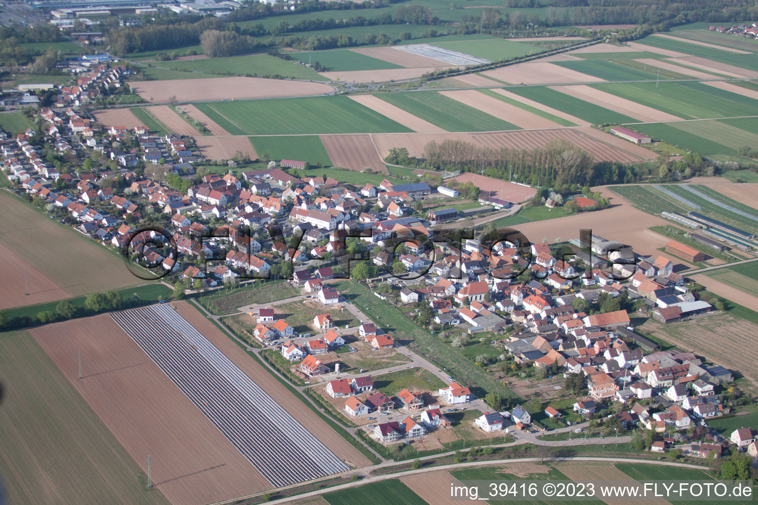 District Mörlheim in Landau in der Pfalz in the state Rhineland-Palatinate, Germany seen from a drone