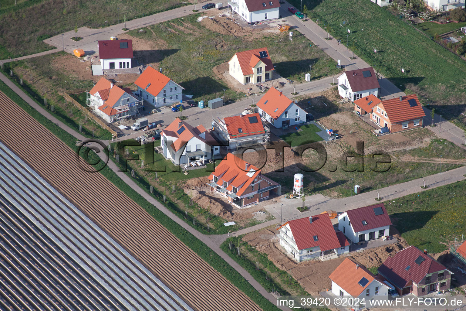 District Mörlheim in Landau in der Pfalz in the state Rhineland-Palatinate, Germany seen from above