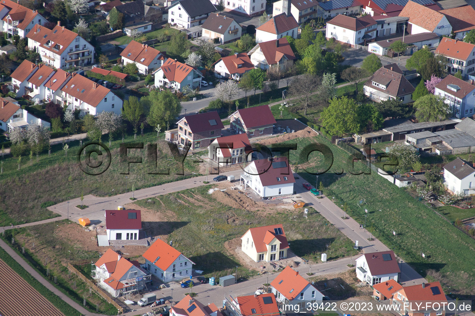 District Mörlheim in Landau in der Pfalz in the state Rhineland-Palatinate, Germany seen from above