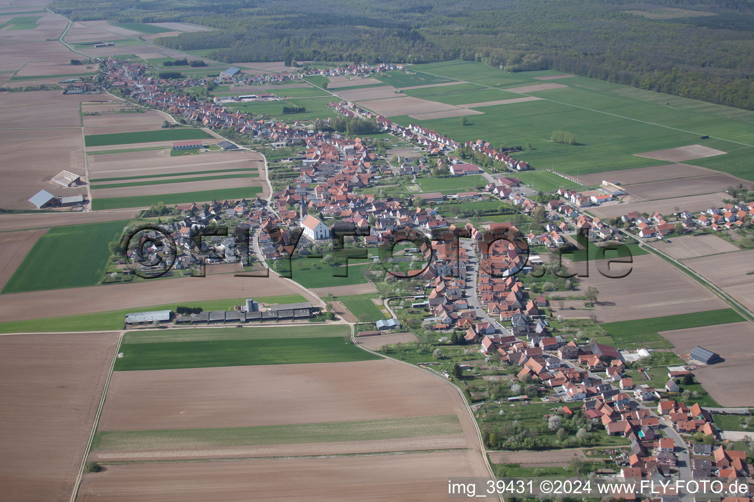 Drone recording of Schleithal in the state Bas-Rhin, France