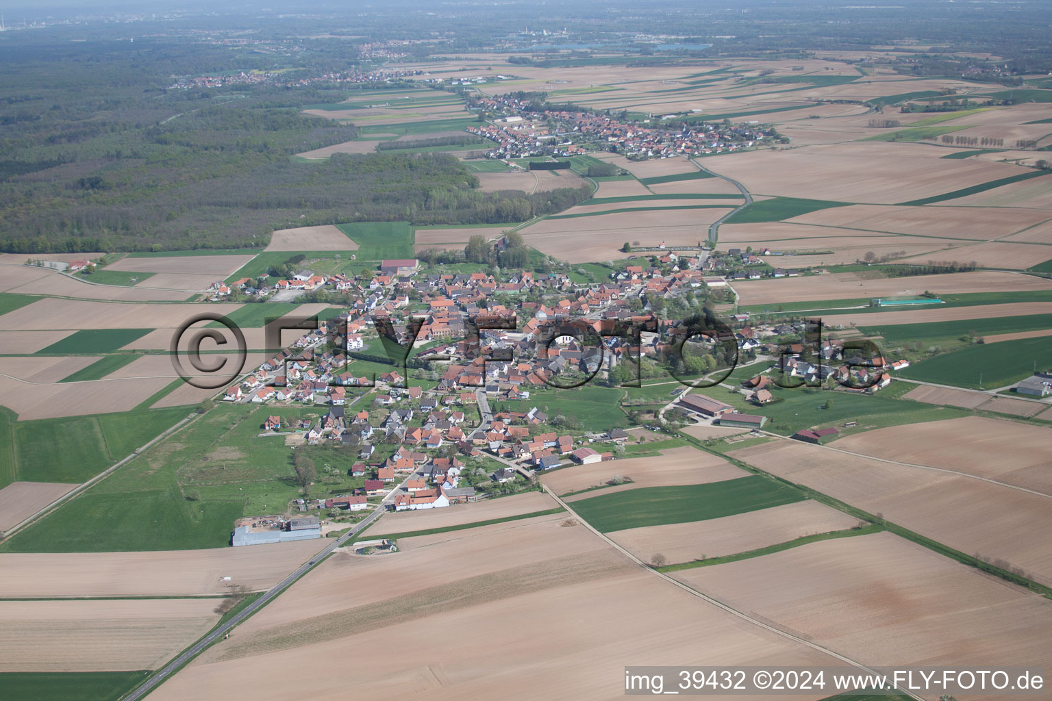 Drone image of Schleithal in the state Bas-Rhin, France