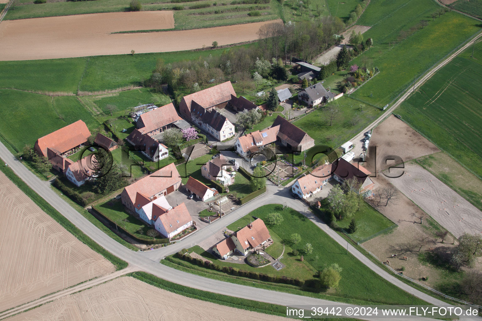 Aerial photograpy of Seebach in the state Bas-Rhin, France