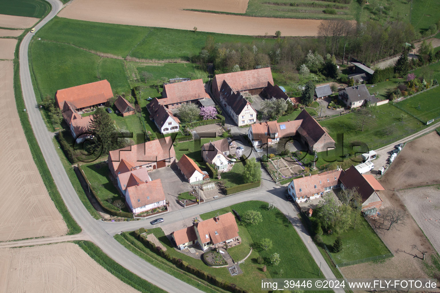 Oblique view of Seebach in the state Bas-Rhin, France