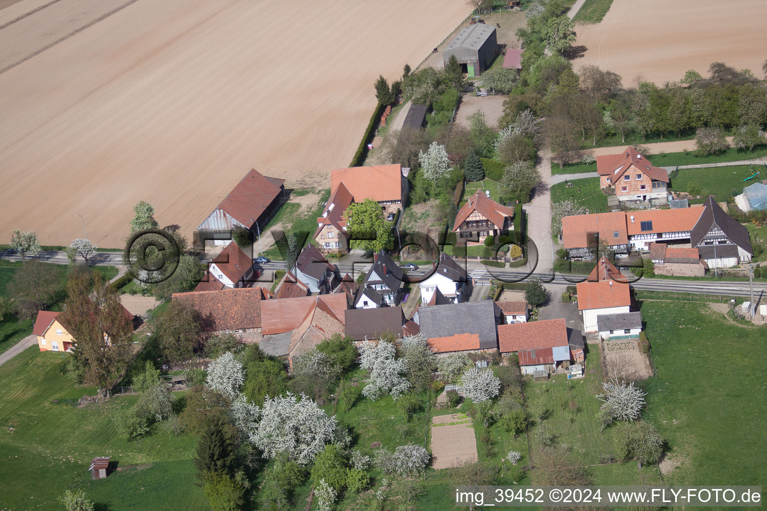 Seebach in the state Bas-Rhin, France seen from above