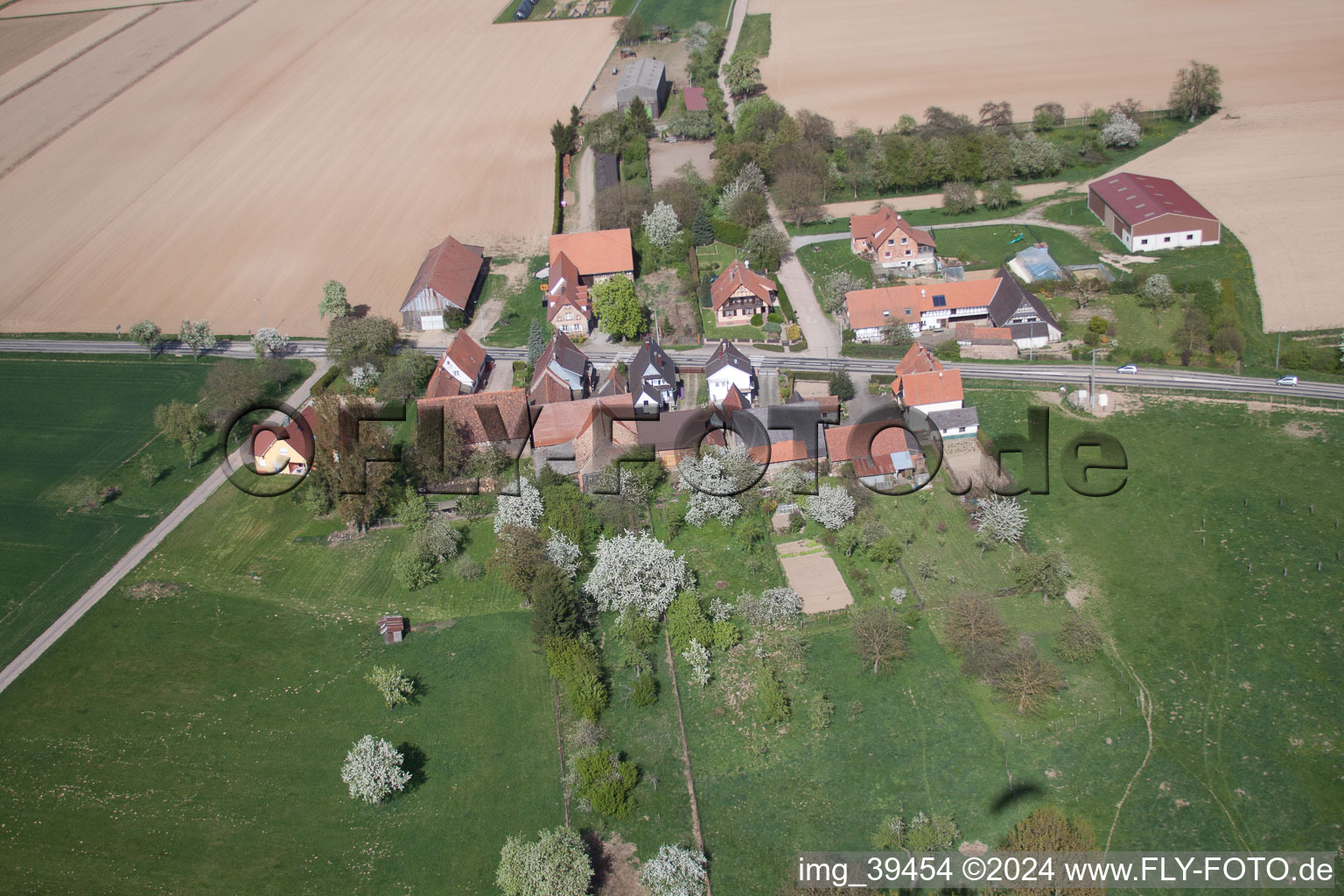 Bird's eye view of Seebach in the state Bas-Rhin, France