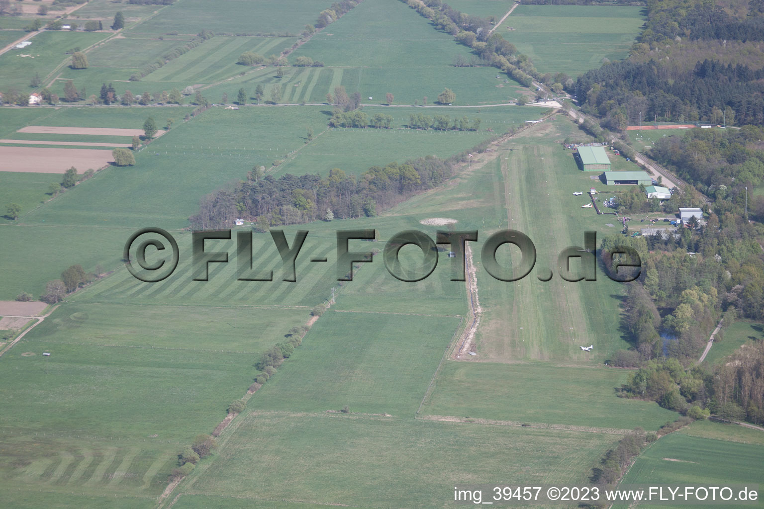 Oblique view of Airfield in Schweighofen in the state Rhineland-Palatinate, Germany