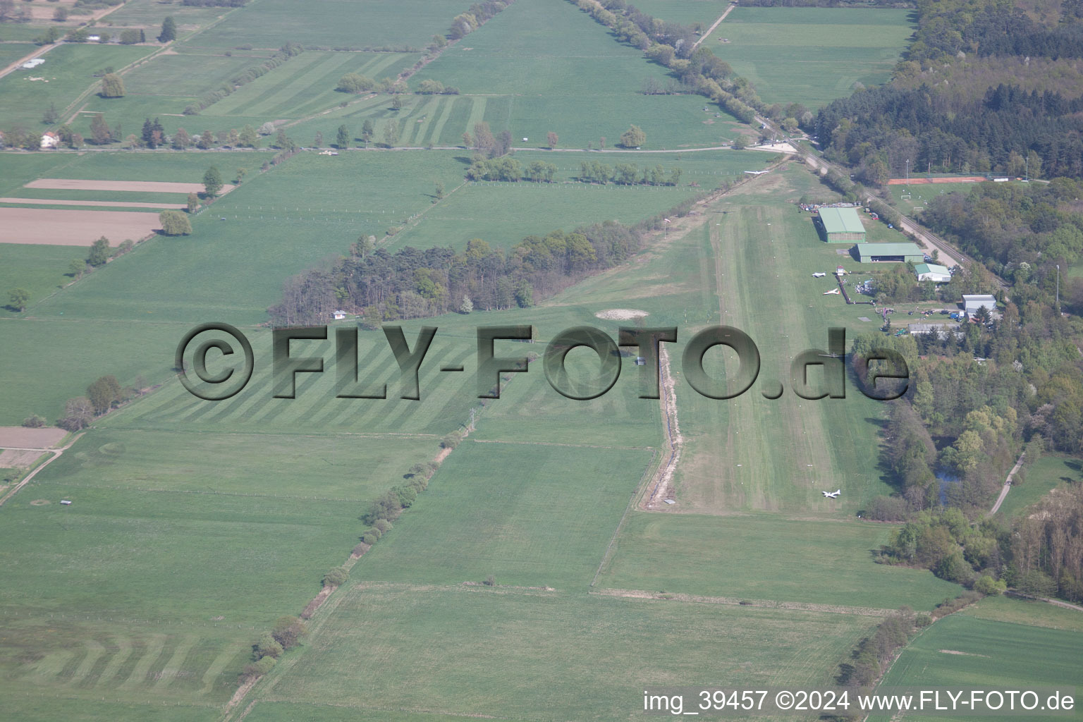 Oblique view of Airport in Schweighofen in the state Rhineland-Palatinate, Germany