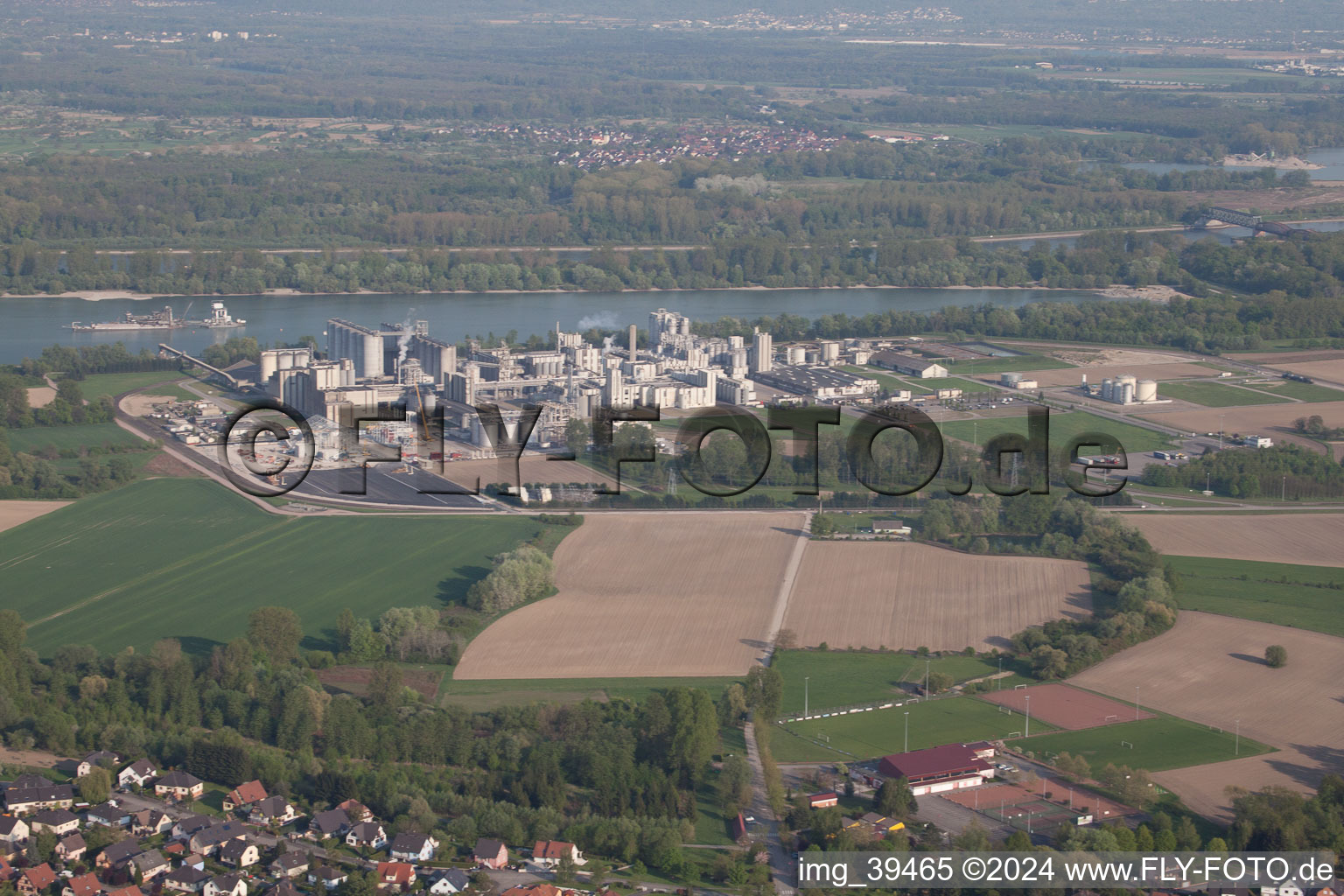 Aerial view of Beinheim in the state Bas-Rhin, France