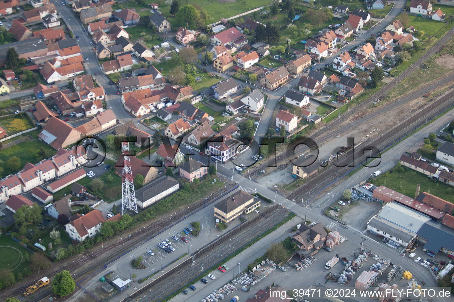 Rœschwoog in the state Bas-Rhin, France from the plane