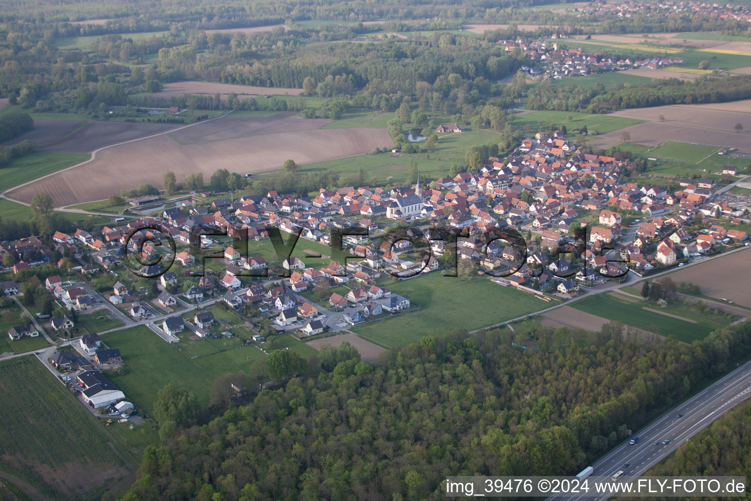 Oblique view of Leutenheim in the state Bas-Rhin, France