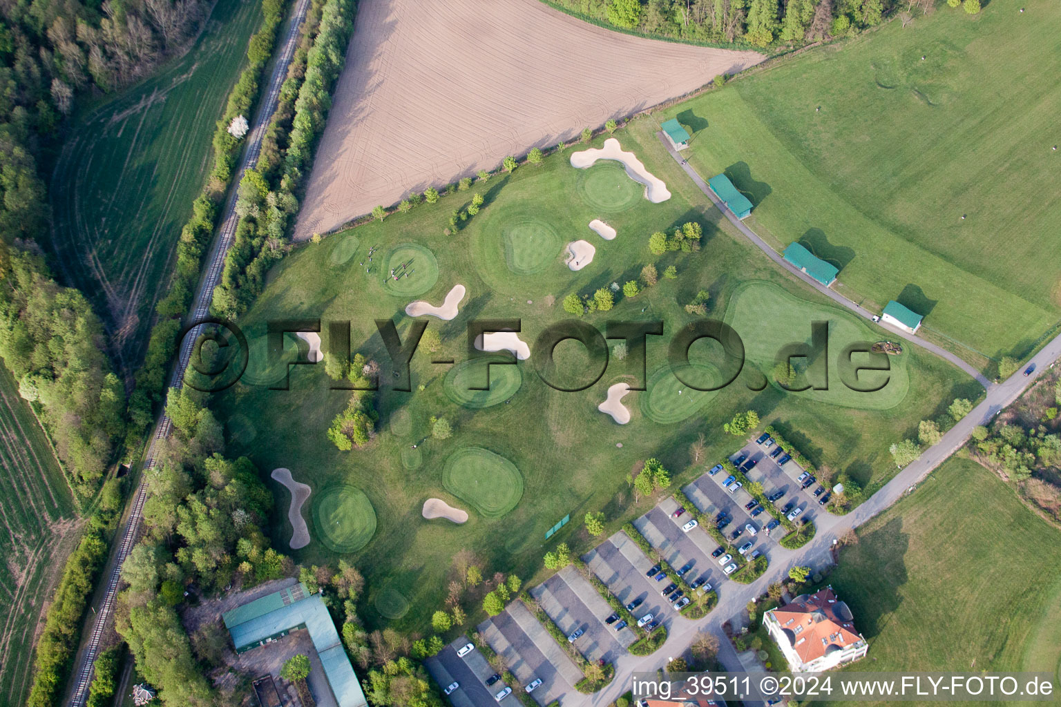 Drone recording of Golf Club Soufflenheim Baden-Baden in Soufflenheim in the state Bas-Rhin, France