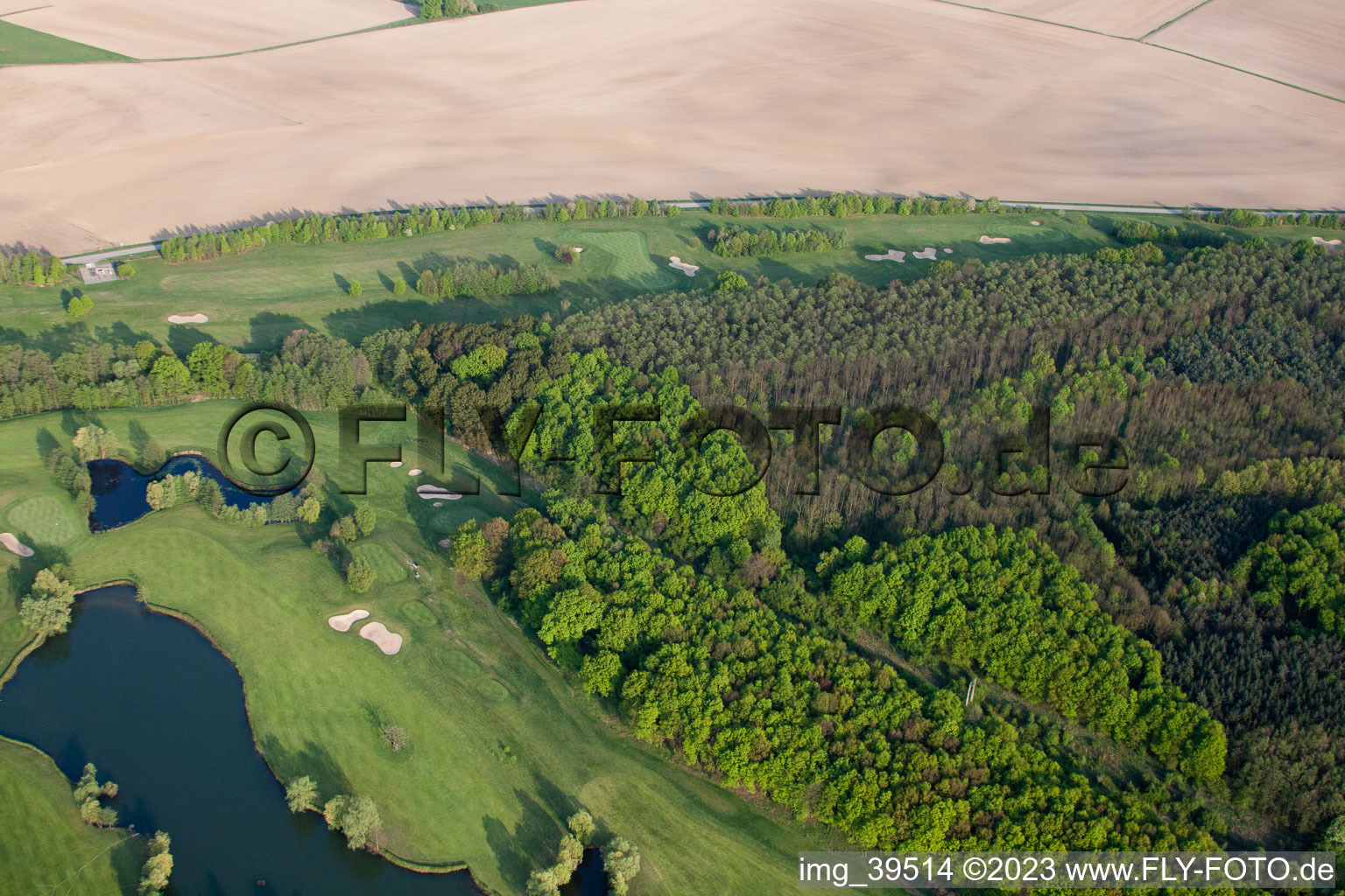 Golf club Soufflenheim Baden-Baden in Soufflenheim in the state Bas-Rhin, France from a drone