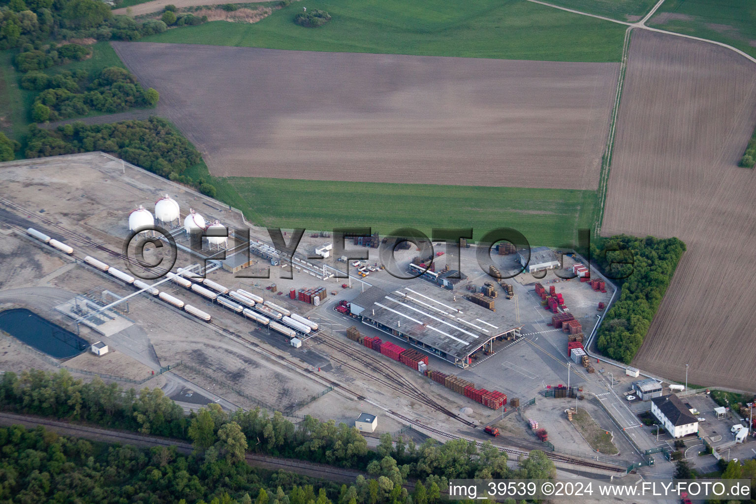 Drone image of Drusenheim in the state Bas-Rhin, France