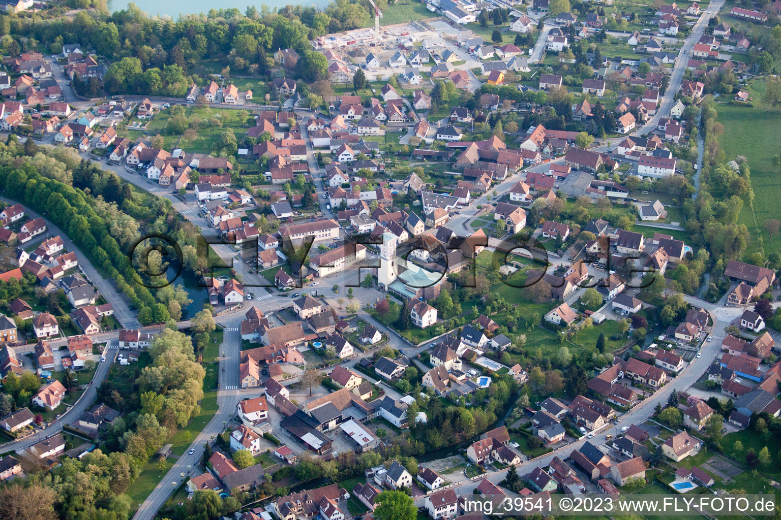 Offendorf in the state Bas-Rhin, France seen from above