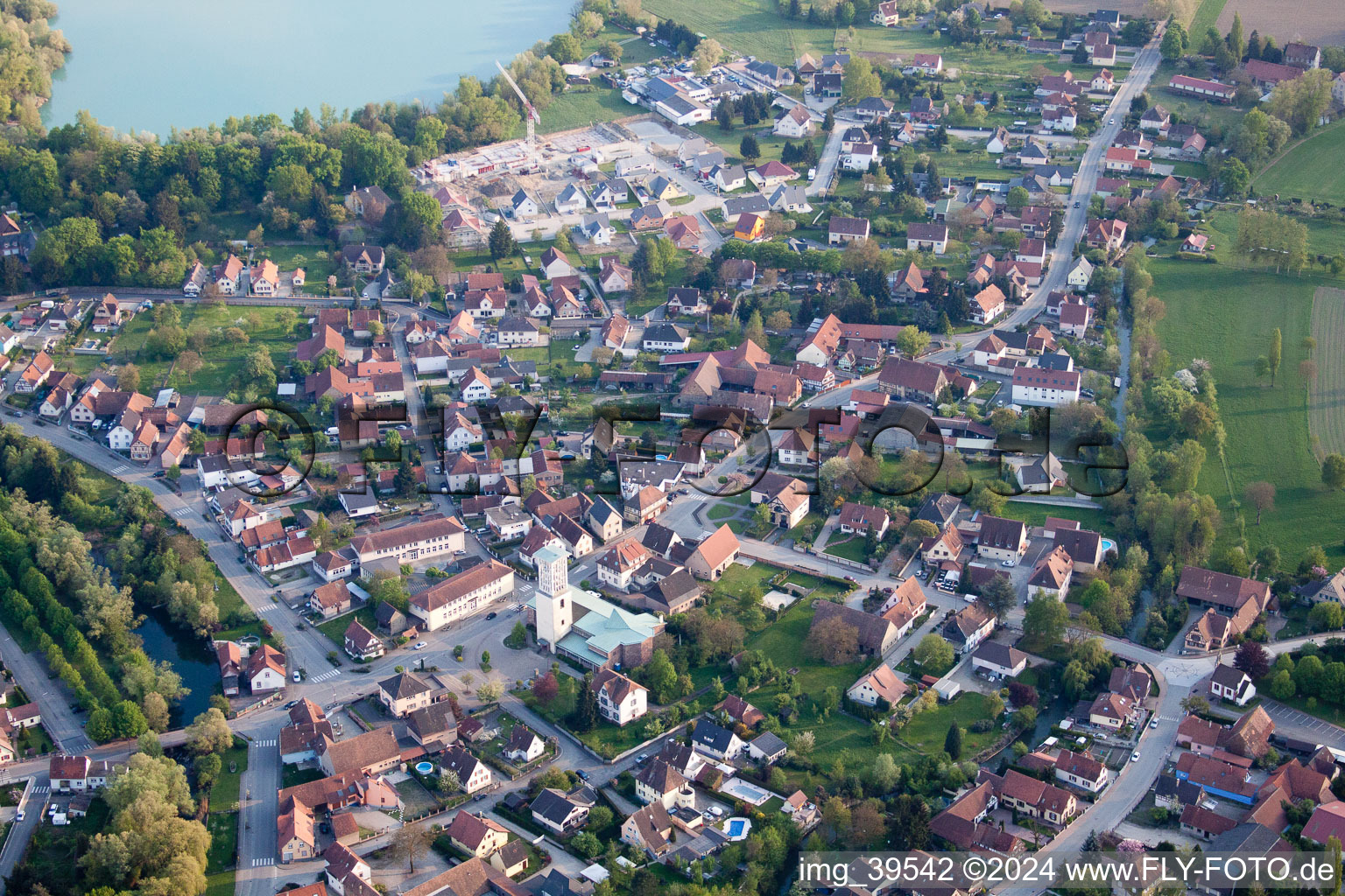 Offendorf in the state Bas-Rhin, France from the plane