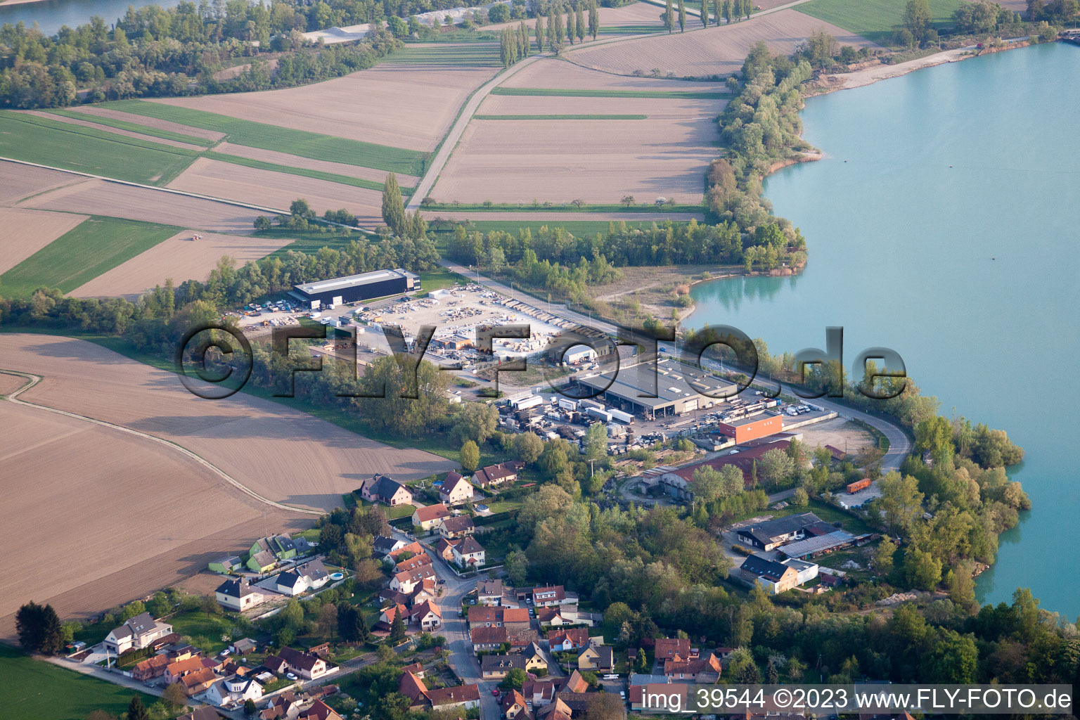Offendorf in the state Bas-Rhin, France viewn from the air