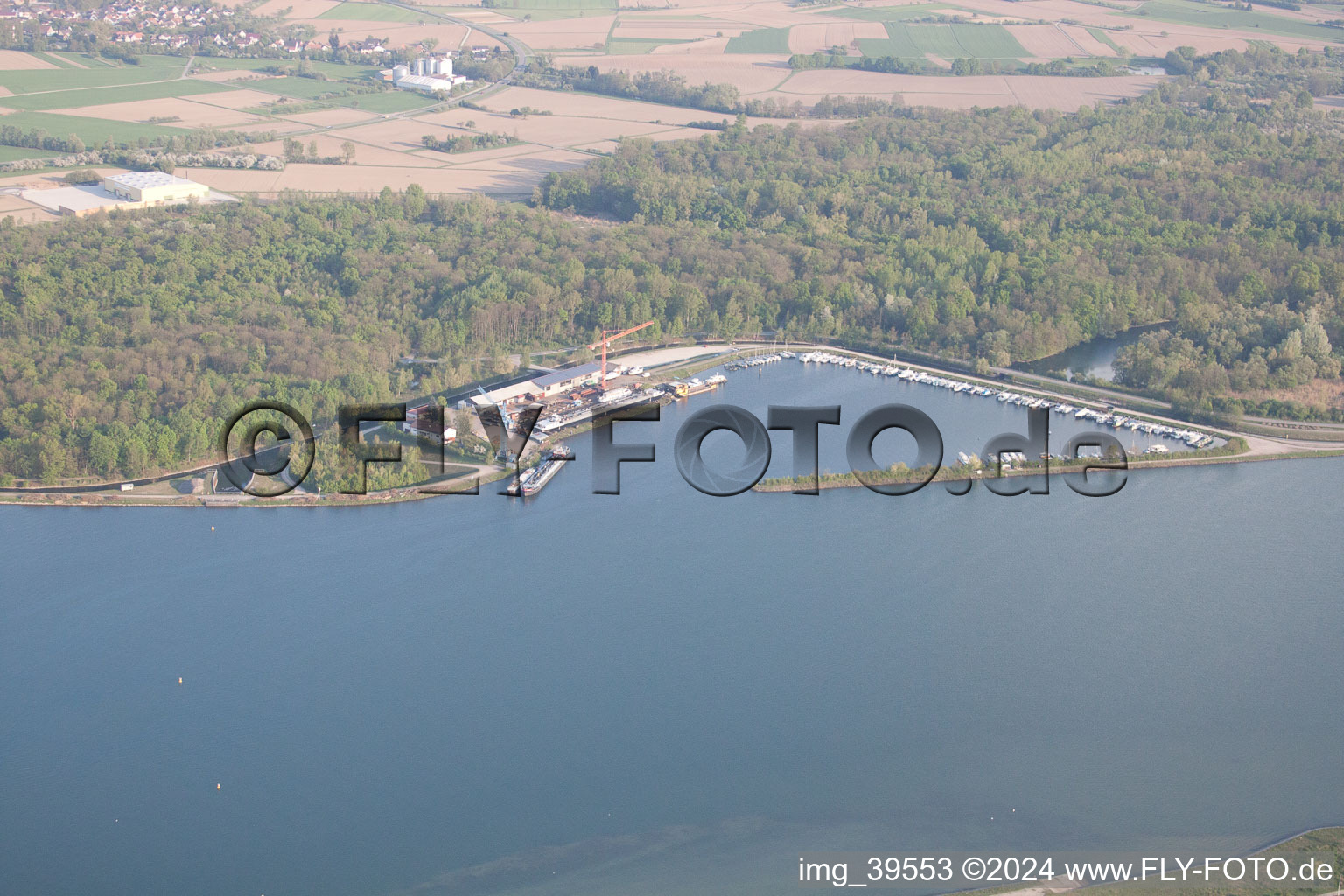 Gambsheim in the state Bas-Rhin, France from the drone perspective