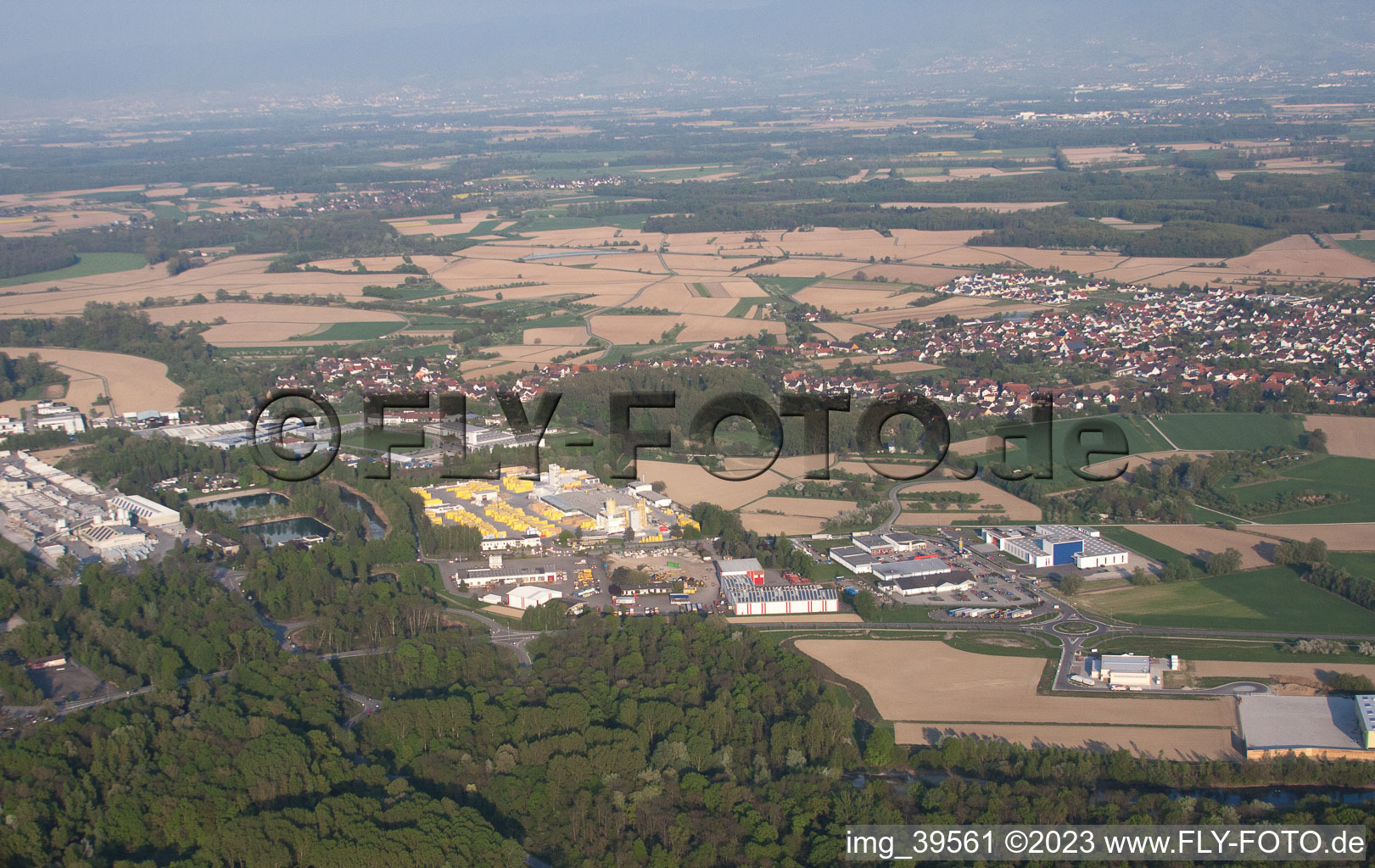 Aerial photograpy of District Freistett in Rheinau in the state Baden-Wuerttemberg, Germany