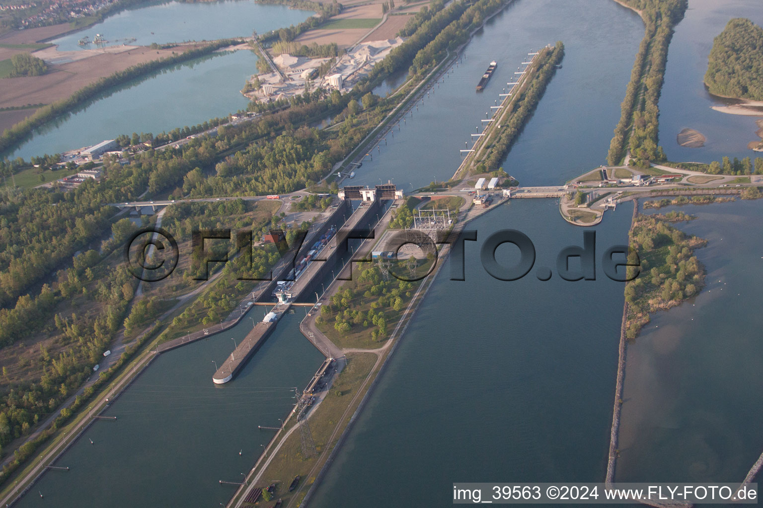 Sluice in Gambsheim in the state Bas-Rhin, France out of the air