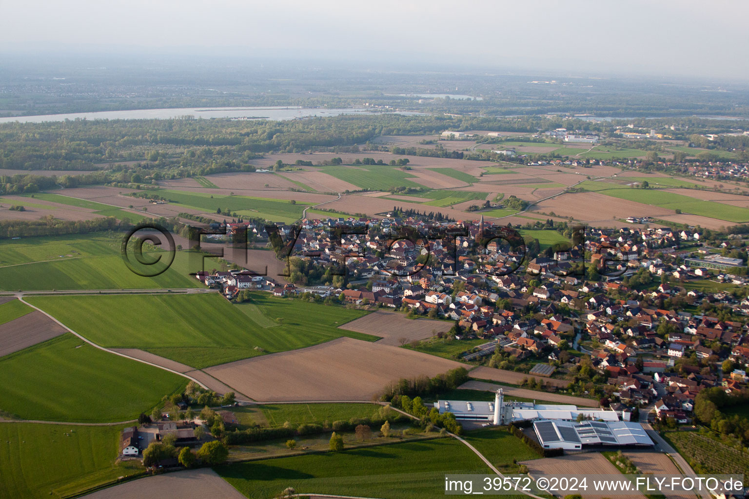 District Rheinbischofsheim in Rheinau in the state Baden-Wuerttemberg, Germany from above