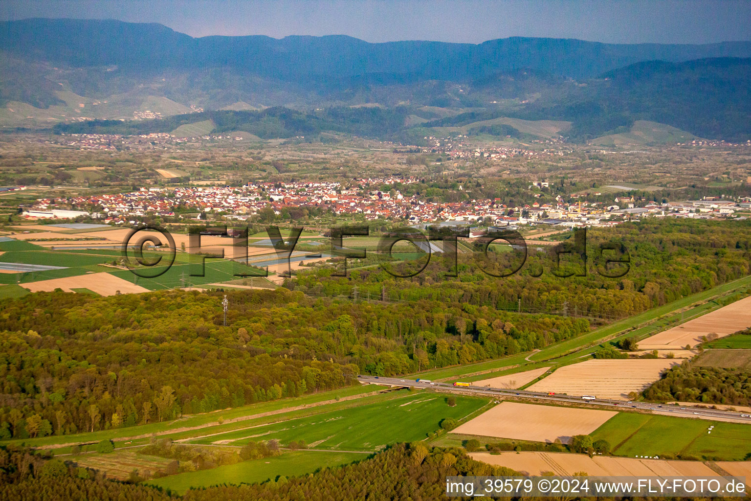 Aerial view of From the southwest in Renchen in the state Baden-Wuerttemberg, Germany