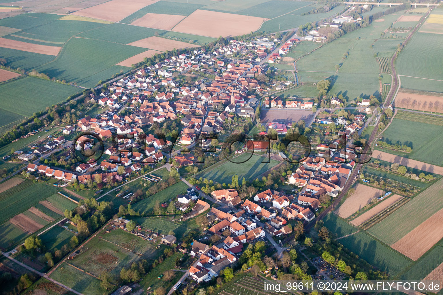 Drone image of District Drusweiler in Kapellen-Drusweiler in the state Rhineland-Palatinate, Germany