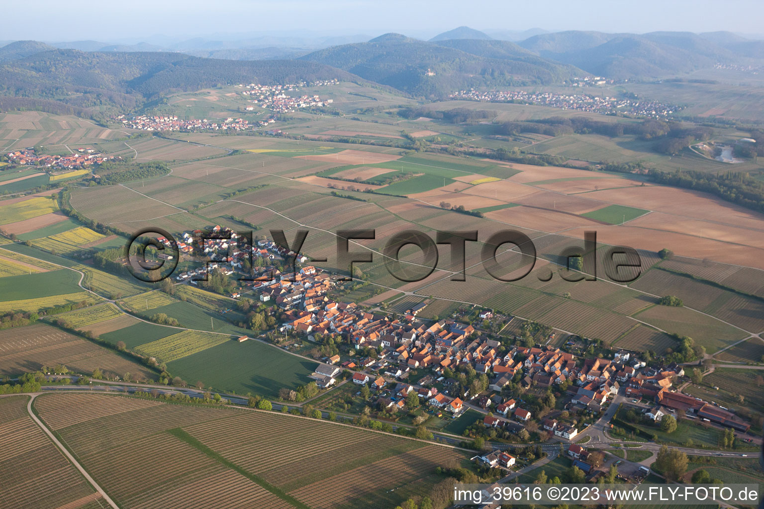 Aerial photograpy of Niederhorbach in the state Rhineland-Palatinate, Germany