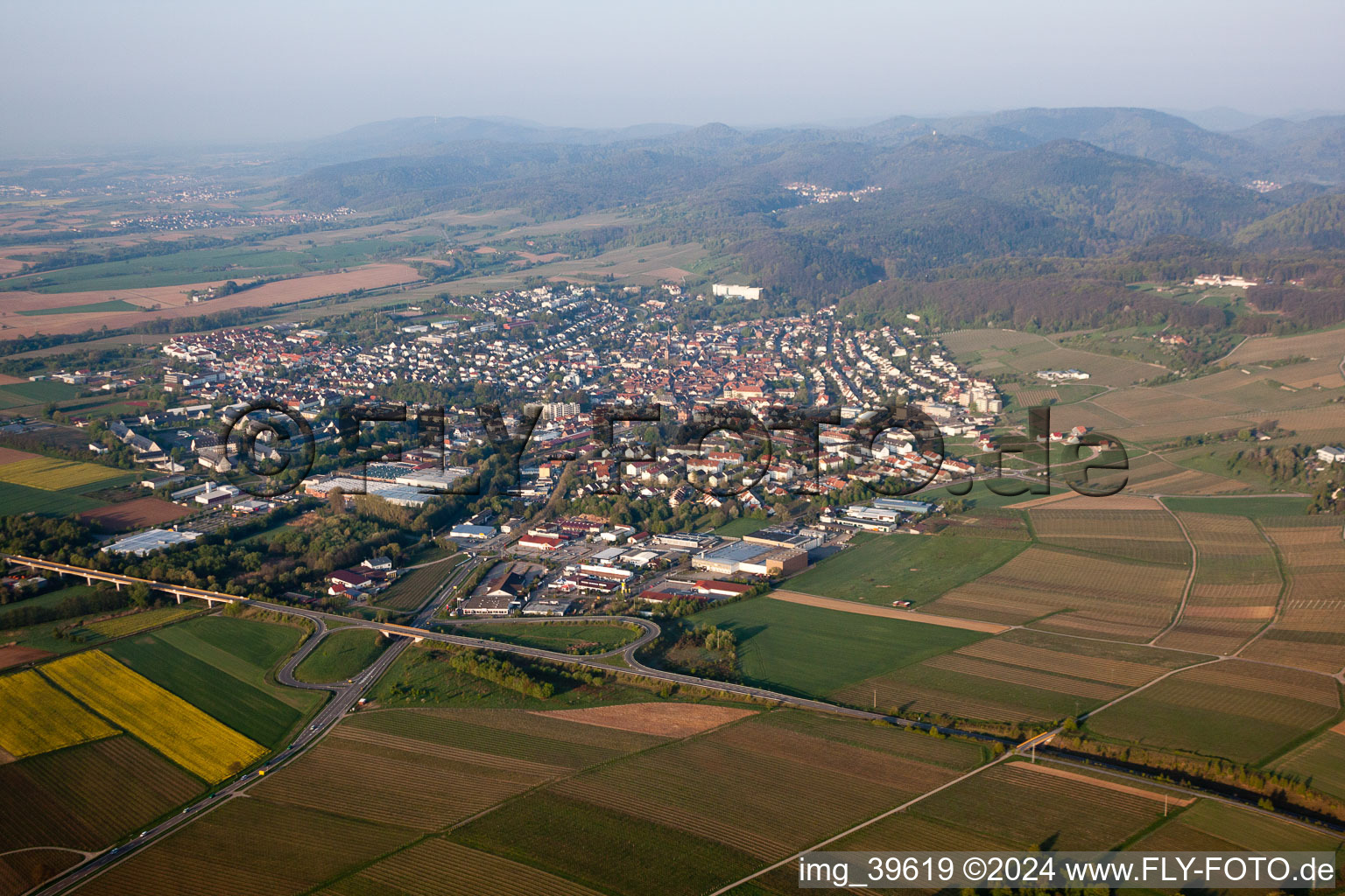 Bad Bergzabern in the state Rhineland-Palatinate, Germany seen from above