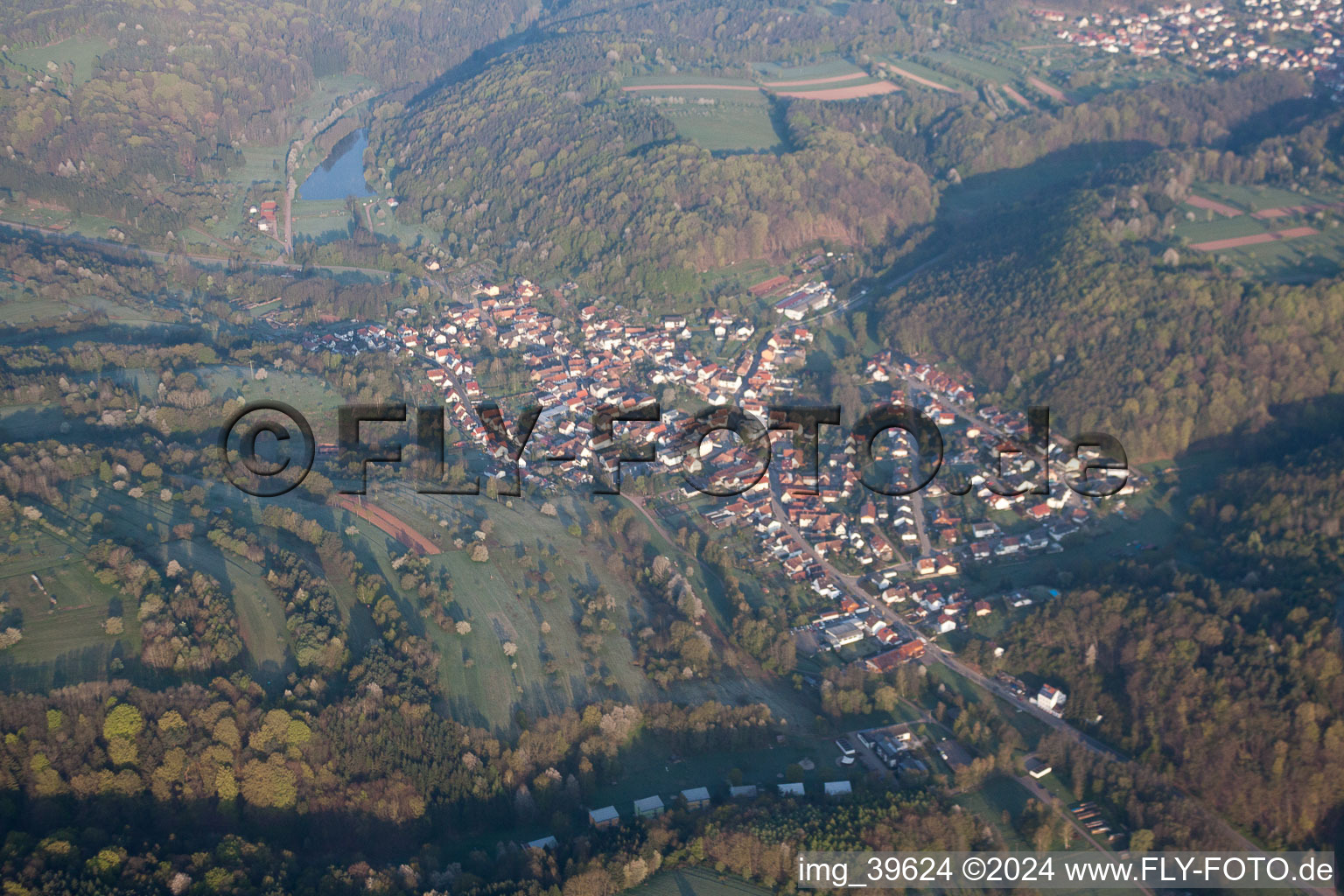 Aerial view of Silz in the state Rhineland-Palatinate, Germany