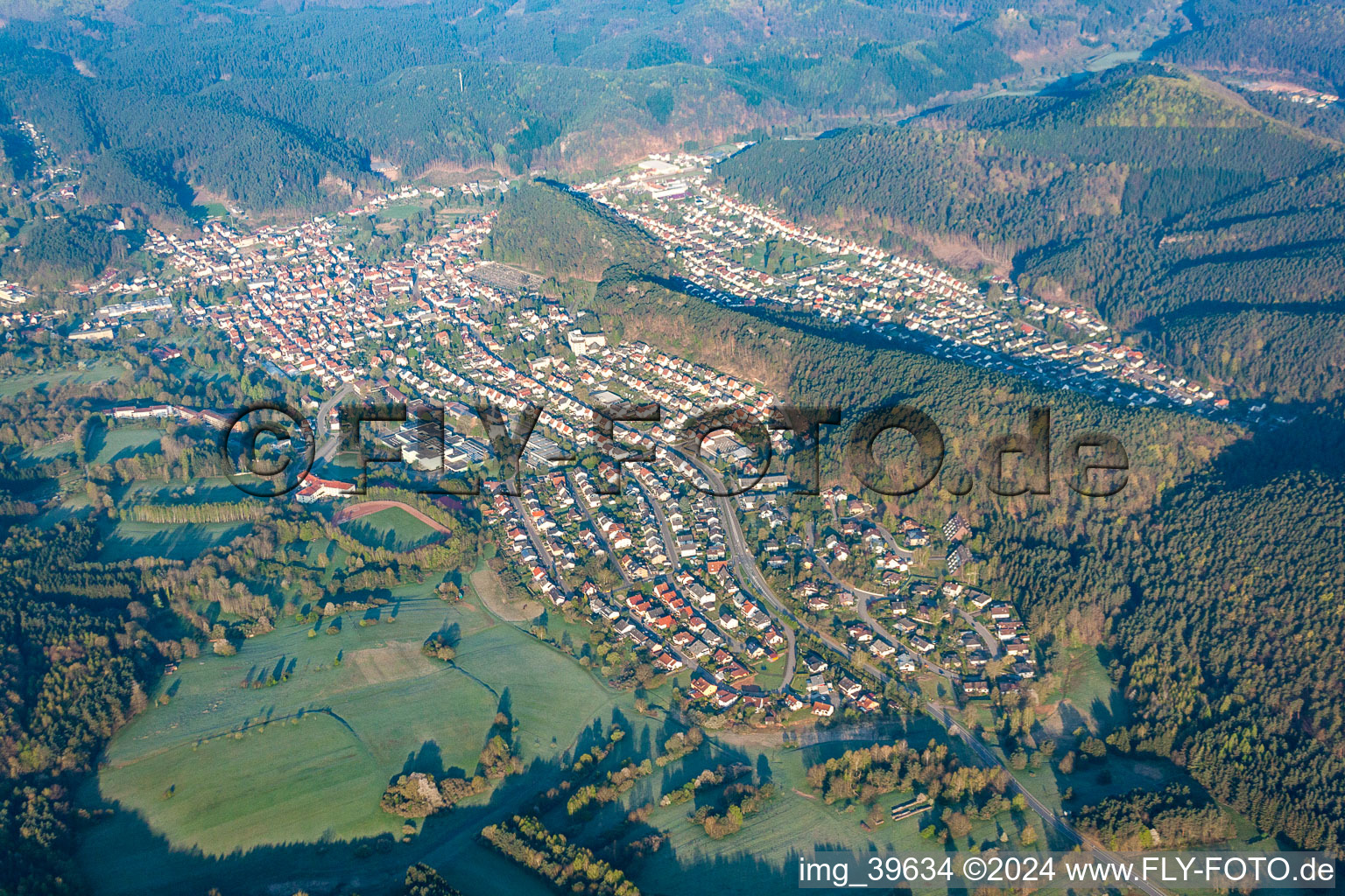 Bird's eye view of Dahn in the state Rhineland-Palatinate, Germany