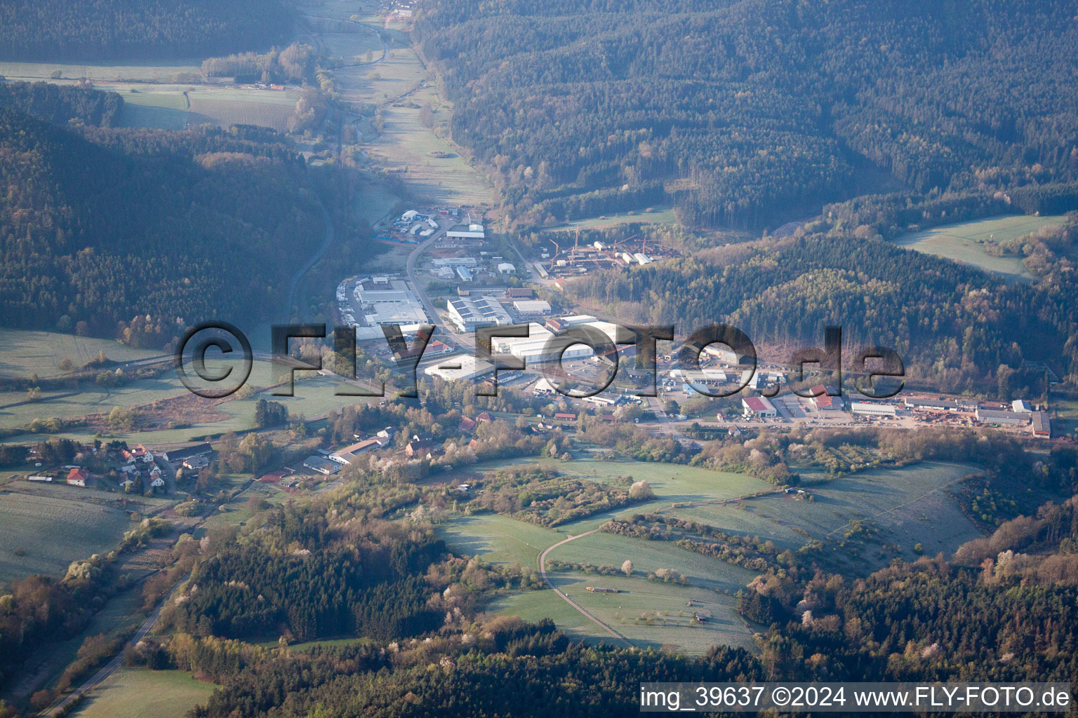 Dahn in the state Rhineland-Palatinate, Germany viewn from the air