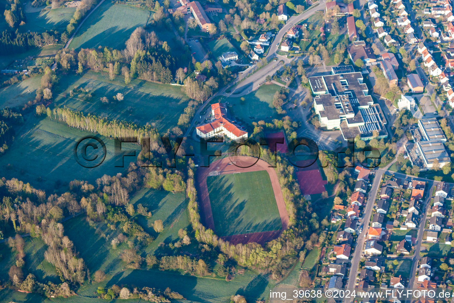 Drone recording of Dahn in the state Rhineland-Palatinate, Germany