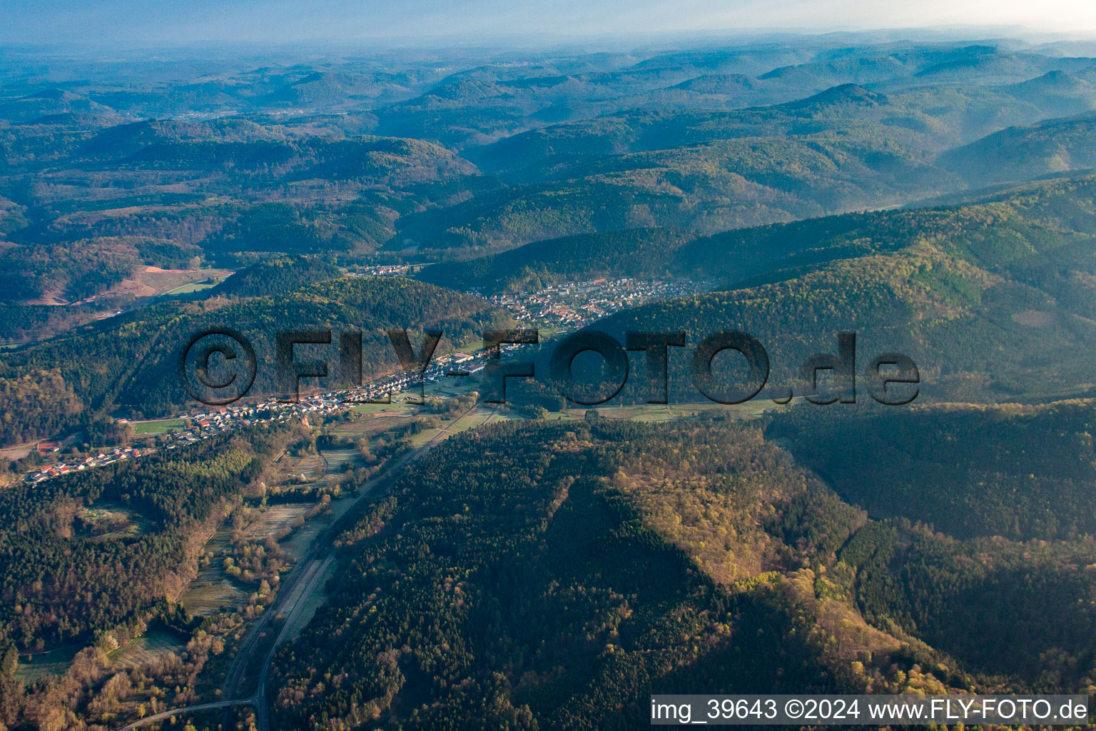 Hinterweidenthal in the state Rhineland-Palatinate, Germany seen from a drone