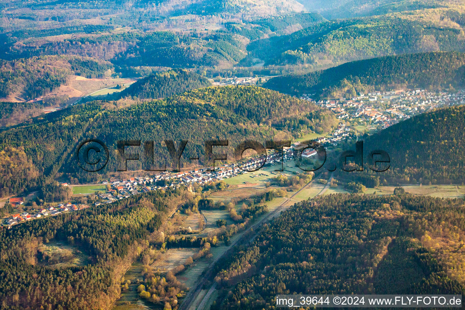 Aerial view of Hinterweidenthal in the state Rhineland-Palatinate, Germany