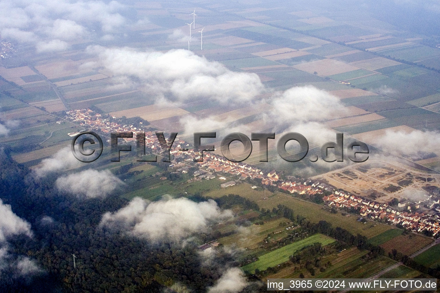 Saarstr in Kandel in the state Rhineland-Palatinate, Germany from a drone